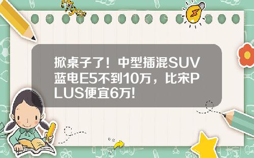 掀桌子了！中型插混SUV蓝电E5不到10万，比宋PLUS便宜6万!