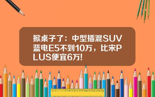 掀桌子了：中型插混SUV蓝电E5不到10万，比宋PLUS便宜6万!