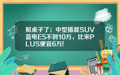 掀桌子了；中型插混SUV蓝电E5不到10万，比宋PLUS便宜6万!