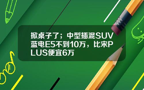 掀桌子了；中型插混SUV蓝电E5不到10万，比宋PLUS便宜6万