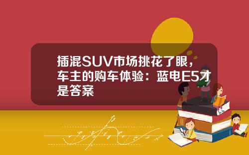 插混SUV市场挑花了眼，车主的购车体验：蓝电E5才是答案