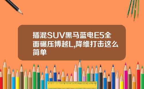 插混SUV黑马蓝电E5全面碾压博越L,降维打击这么简单