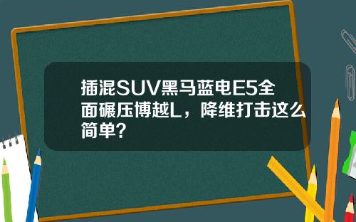 插混SUV黑马蓝电E5全面碾压博越L，降维打击这么简单？
