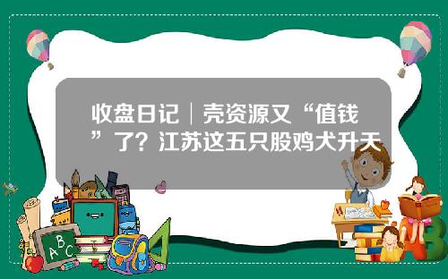 收盘日记│壳资源又“值钱”了？江苏这五只股鸡犬升天