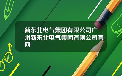新东北电气集团有限公司广州新东北电气集团有限公司官网