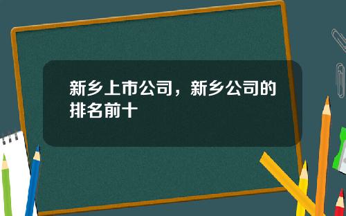 新乡上市公司，新乡公司的排名前十