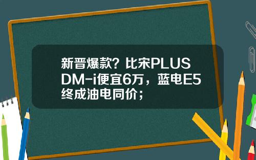 新晋爆款？比宋PLUS DM-i便宜6万，蓝电E5终成油电同价；