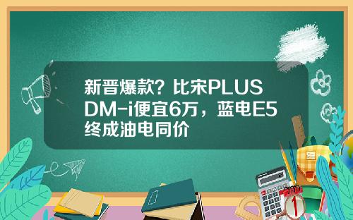 新晋爆款？比宋PLUS DM-i便宜6万，蓝电E5终成油电同价