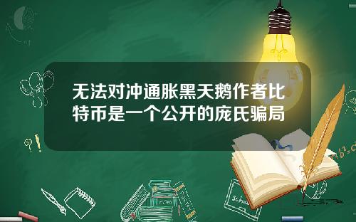 无法对冲通胀黑天鹅作者比特币是一个公开的庞氏骗局