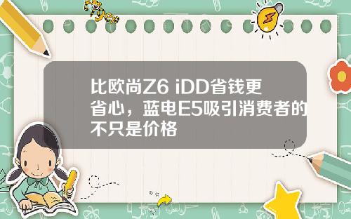 比欧尚Z6 iDD省钱更省心，蓝电E5吸引消费者的不只是价格