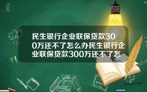 民生银行企业联保贷款300万还不了怎么办民生银行企业联保贷款300万还不了怎么办呢