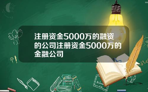 注册资金5000万的融资的公司注册资金5000万的金融公司