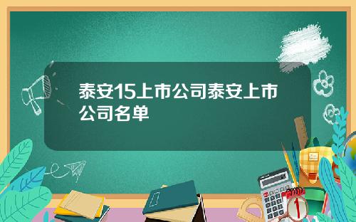 泰安15上市公司泰安上市公司名单