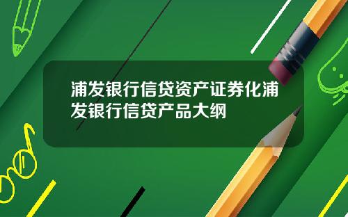 浦发银行信贷资产证券化浦发银行信贷产品大纲