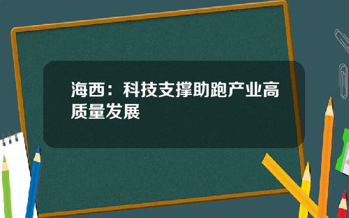 海西：科技支撑助跑产业高质量发展