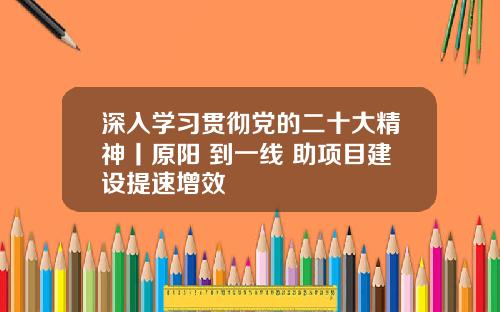 深入学习贯彻党的二十大精神丨原阳 到一线 助项目建设提速增效
