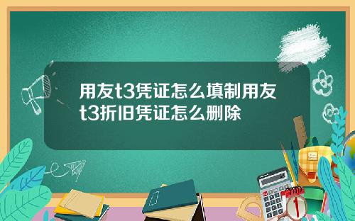 用友t3凭证怎么填制用友t3折旧凭证怎么删除