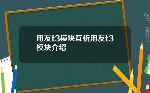 用友t3模块互析用友t3模块介绍
