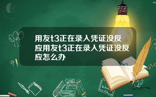 用友t3正在录入凭证没反应用友t3正在录入凭证没反应怎么办