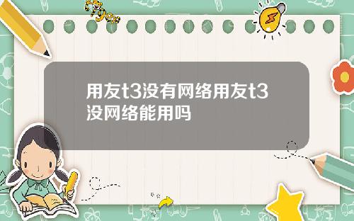 用友t3没有网络用友t3没网络能用吗