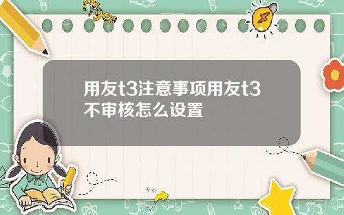 用友t3注意事项用友t3不审核怎么设置
