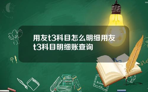 用友t3科目怎么明细用友t3科目明细账查询
