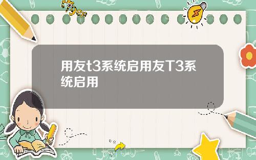用友t3系统启用友T3系统启用