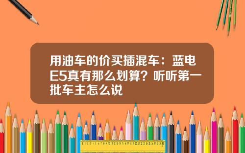 用油车的价买插混车：蓝电E5真有那么划算？听听第一批车主怎么说