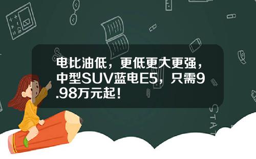 电比油低，更低更大更强，中型SUV蓝电E5，只需9.98万元起！