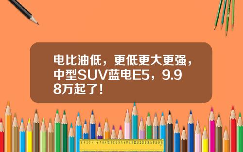 电比油低，更低更大更强，中型SUV蓝电E5，9.98万起了！