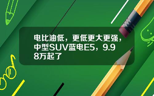电比油低，更低更大更强，中型SUV蓝电E5，9.98万起了