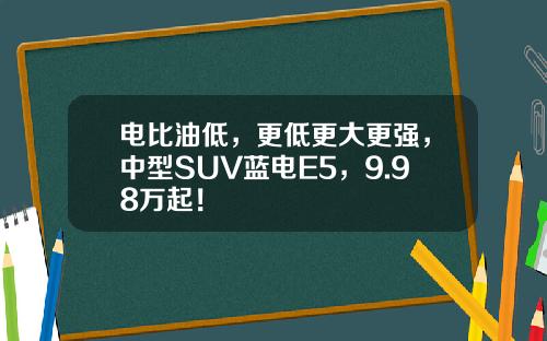 电比油低，更低更大更强，中型SUV蓝电E5，9.98万起！