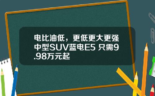 电比油低，更低更大更强 中型SUV蓝电E5 只需9.98万元起