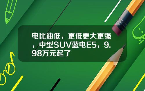 电比油低，更低更大更强 ，中型SUV蓝电E5，9.98万元起了