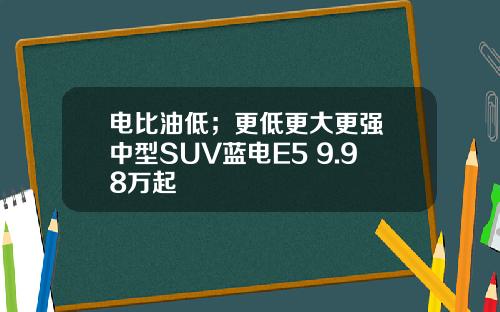 电比油低；更低更大更强 中型SUV蓝电E5 9.98万起