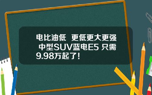电比油低  更低更大更强 中型SUV蓝电E5 只需9.98万起了！