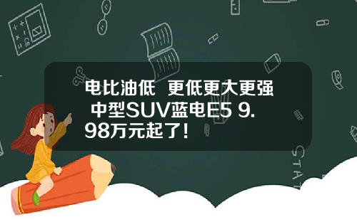 电比油低  更低更大更强 中型SUV蓝电E5 9.98万元起了！