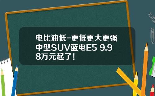 电比油低-更低更大更强 中型SUV蓝电E5 9.98万元起了！
