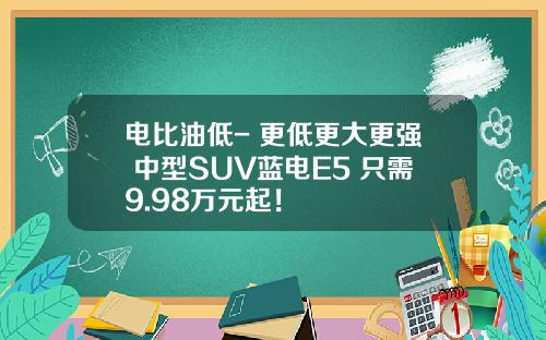 电比油低- 更低更大更强 中型SUV蓝电E5 只需9.98万元起！