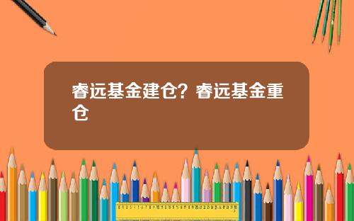 睿远基金建仓？睿远基金重仓