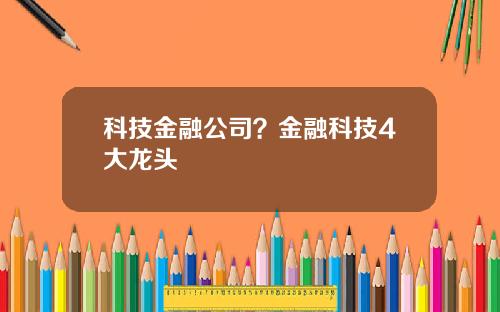 科技金融公司？金融科技4大龙头