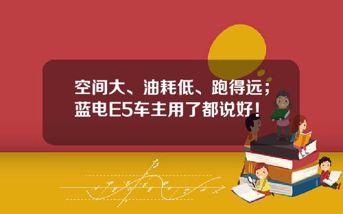 空间大、油耗低、跑得远；蓝电E5车主用了都说好！