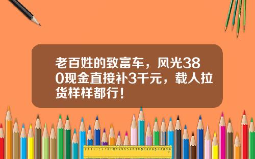 老百姓的致富车，风光380现金直接补3千元，载人拉货样样都行！