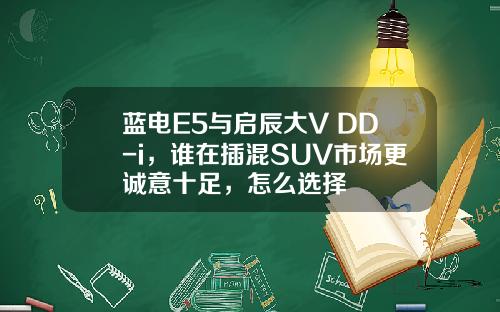 蓝电E5与启辰大V DD-i，谁在插混SUV市场更诚意十足，怎么选择