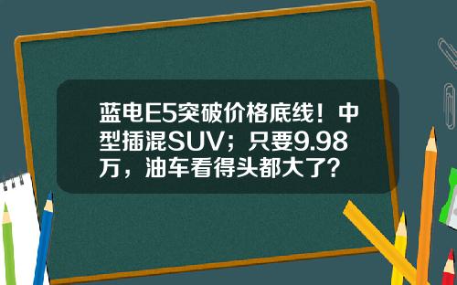蓝电E5突破价格底线！中型插混SUV；只要9.98万，油车看得头都大了？