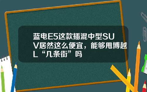 蓝电E5这款插混中型SUV居然这么便宜，能够甩博越L“几条街”吗