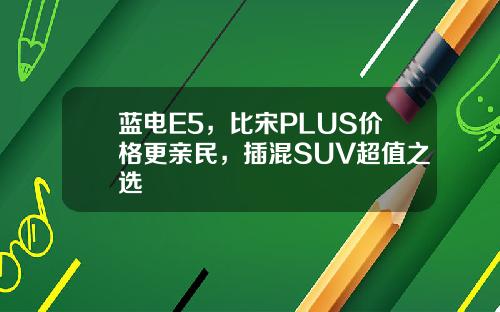 蓝电E5，比宋PLUS价格更亲民，插混SUV超值之选