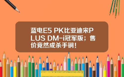 蓝电E5 PK比亚迪宋PLUS DM-i冠军版；售价竟然成杀手锏！