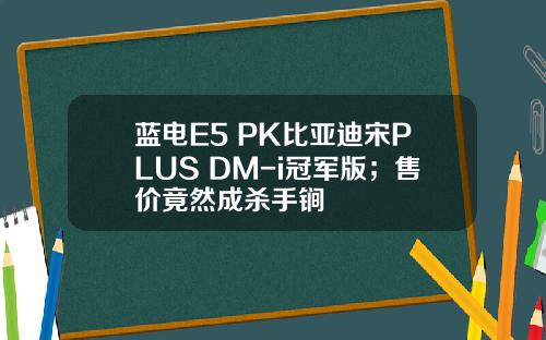 蓝电E5 PK比亚迪宋PLUS DM-i冠军版；售价竟然成杀手锏