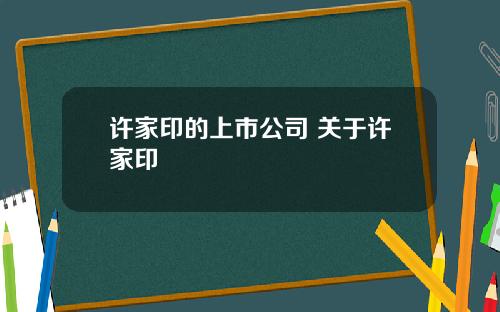 许家印的上市公司 关于许家印